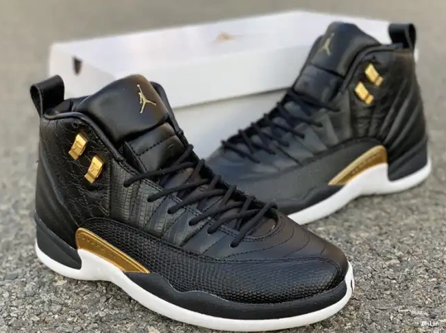 Bmlin 'Reptile' Black 12 Air Gold-White Jordan Retro AO6068-007 Metallic 0516